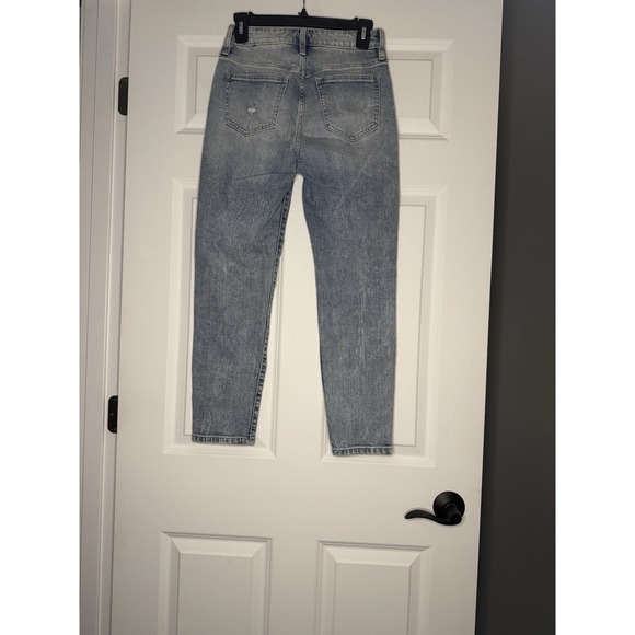 Eunina Tobi Super High Rise Mom  Denim Jean Crop Size 1 Distressed Light Wash - Picture 2 of 2
